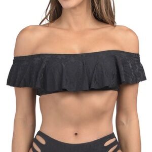 Trina Turk Elegant Black bandeau top size 6.Top is lined with removable cups nwt